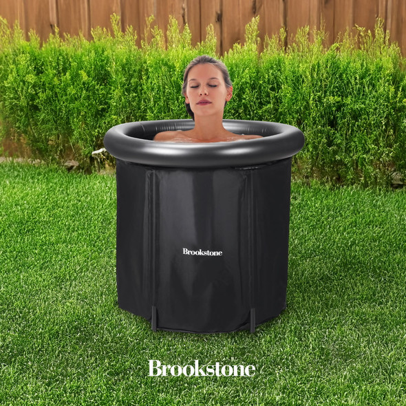 BROOKSTONE PORTABLE ICE BATH COLD PLUNGE WATER THERAPY TUB, PLASTIC COVER