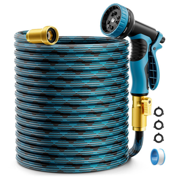 MBTRONG GARDEN HOSE NON-EXPANDABLE WATER HOSE 100FT FLEXIBLE KINK & LEAK - BLUE