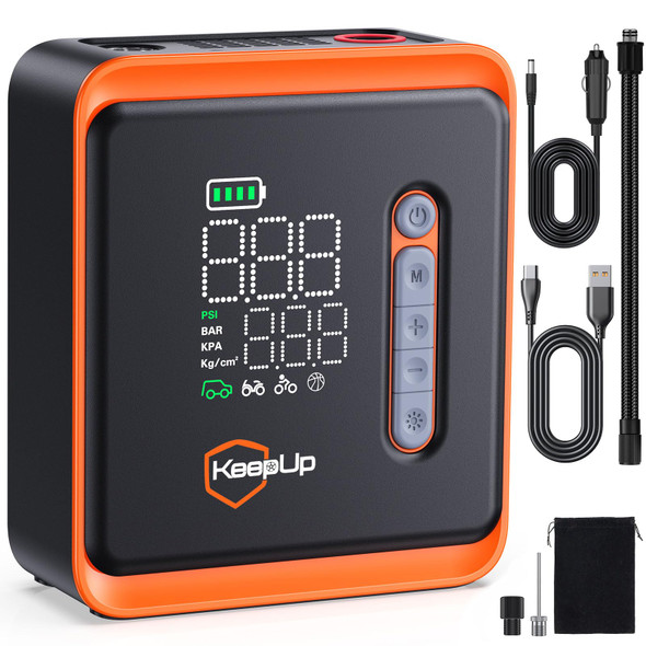 KEEPUP TIRE INFLATOR PORTABLE AIR COMPRESSOR KEEPUP 150 PSI NW05-P - ORANGE