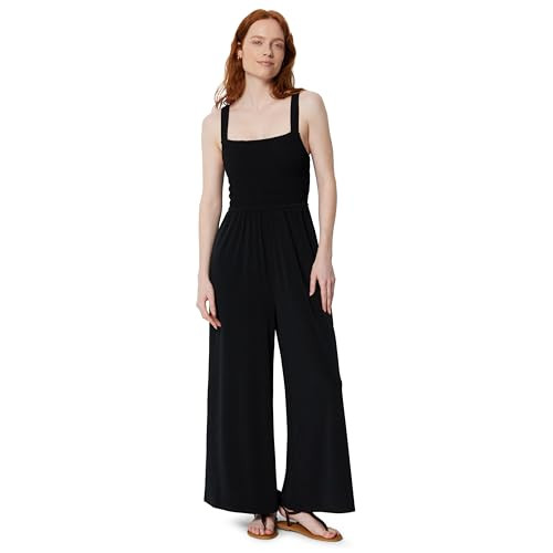AMAZON ESSENTIALS WOMEN'S SQUARE NECK WIDE LEG SLEEVELESS JUMPSUIT - 2XL - BLACK New
