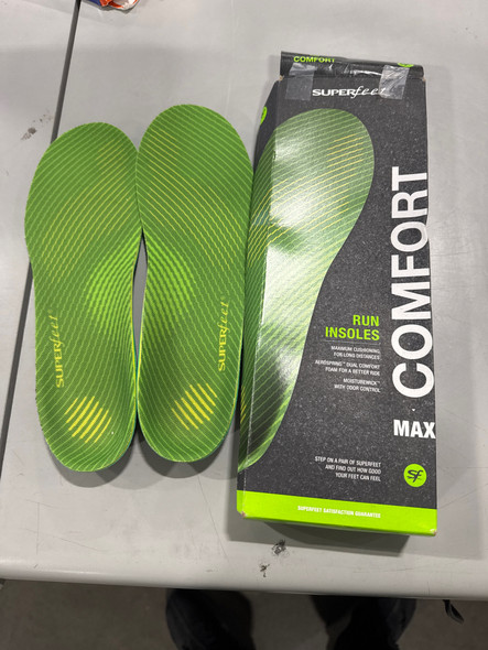 SUPERFEET RUN SUPPORT HIGH ARCH INSOLES - SIZE: MEN 7.5-9 WOMEN 8.5-10 - CITRON