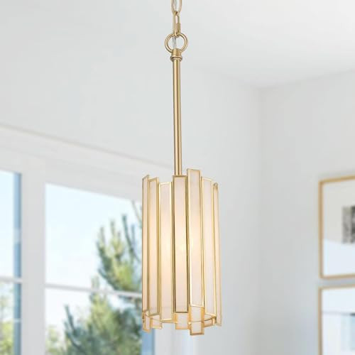 OPTIMANT LIGHTING GOLD PENDANT LIGHTING MODERN GLASS CYLINDER - GOLD