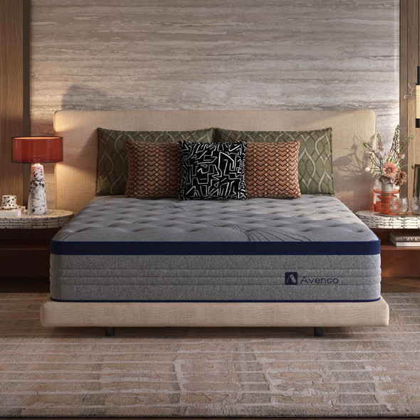 AVENCO KING SIZE MATTRESS 14" COOLING HYBRID MATTRESS IN A BOX GRAY New