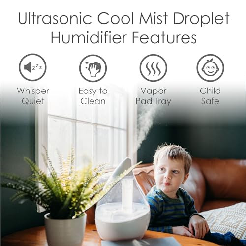 CRANE DROPLET ULTRASONIC SMALL AIR HUMIDIFIERS EE-5302CW - CLEAR AND WHITE