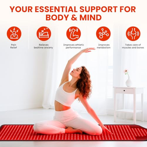 VICONOR RED LIGHT THERAPY FOR BODY, INFRARED, 73"X 32" RED-LIGHT MAT - BLACK