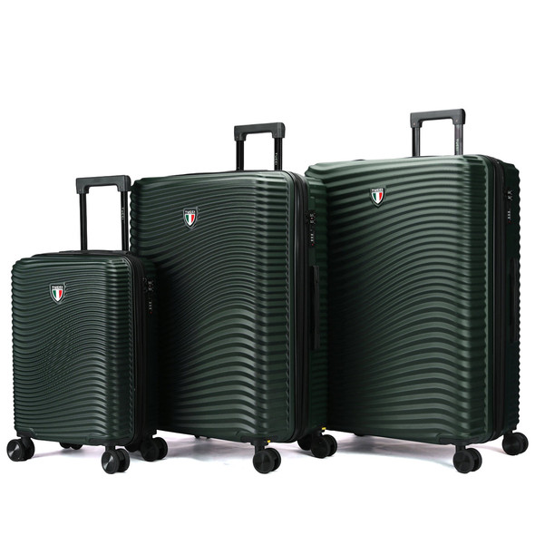 TUCCI ITALY SPETTRO 3-PIECE EXPANDABLE HARDSIDE LUGGAGE 20/28/30  - GREEN New