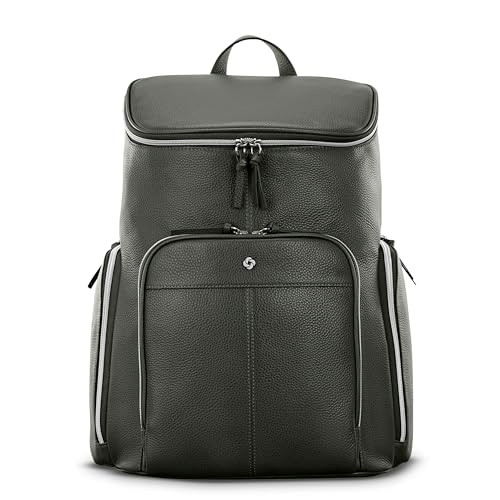 SAMSONITE MOBILE SOLUTION 2 LEATHER DELUXE BACKPACK - OLIVE