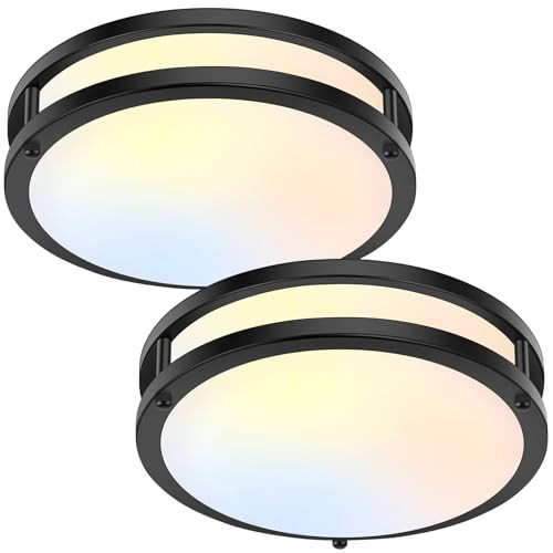 TOBUSA 30W FLUSH MOUNT CEILING LIGHTS BLACK 10INCH LED CEILING 2PACK - BLACK