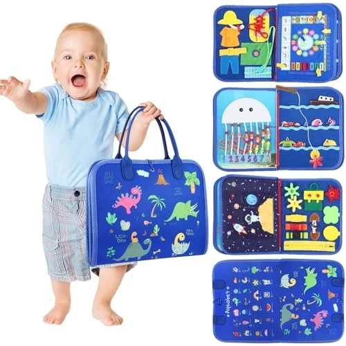 Busy Board Toddler Stocking Stuffers - Sensory Toys for Toddlers, Magic Blue New