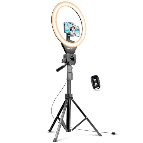 Sensyne 12"-in Ring Light with 67" Selfie Stick, Tripod, Phone Holder - BLACK