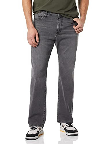AMAZON ESSENTIALS MEN'S STRAIGHT-FIT BOOTCUT JEAN - SIZE 36W X 29L - WASHED GRAY New
