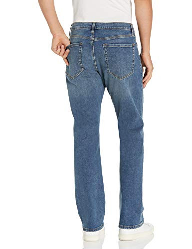 AMAZON ESSENTIALS MEN'S STRAIGHT-FIT BOOTCUT JEAN - MEN 38W X 28L - MID BLUE New