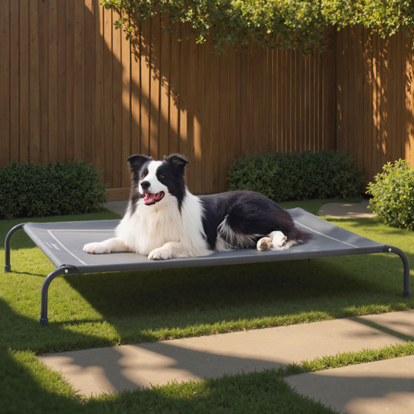 BEDSURE OUTDOOR ELEVATED COOLING DOG BED LARGE SIZED DOG 49IN - GRAY