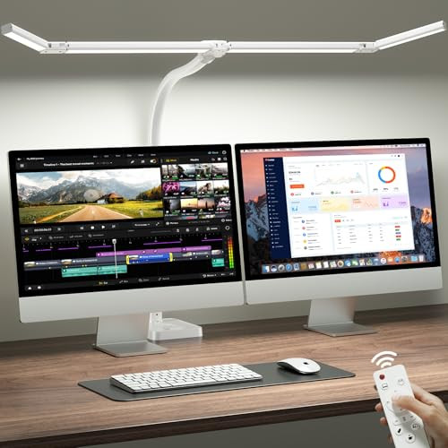 ONEMIX 42" LED Desk Lamp Home Office Light Adjustable 4-Segment Bar - WHITE