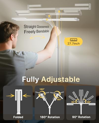 ONEMIX 42" LED Desk Lamp Home Office Light Adjustable 4-Segment Bar - WHITE