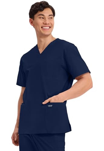 Cherokee Men's V-Neck Top Traditional 4 Pockets, WW695 Size L - NAVY New