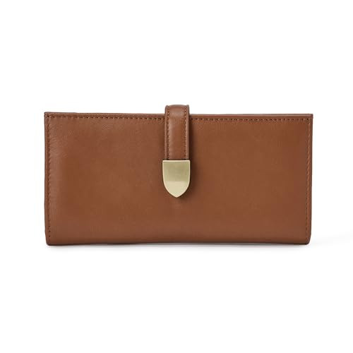 AMAZON ESSENTIALS WOMEN'S LEATHER CLUTCH WALLET - TAN