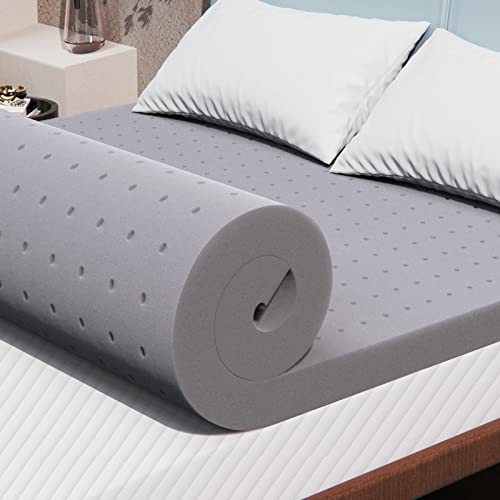 MAXZZZ 3 INCH MEMORY FOAM MATTRESS TOPPER VENTILATED PAD KING SIZE - GRAY New