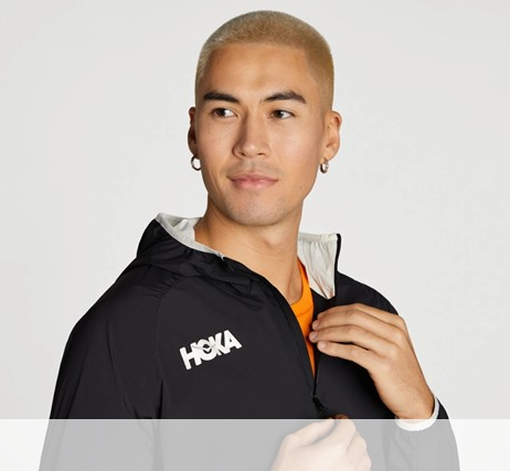 HOKA MEN'S FULL-ZIP WIND JACKET - SIZE: XL - BLACK New