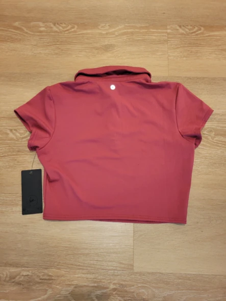 90 DEGREES BY REFLEX LUX SHORT SLEEVE CROPPED TENNIS POLO - WOMEN XL - RASPBERRY New