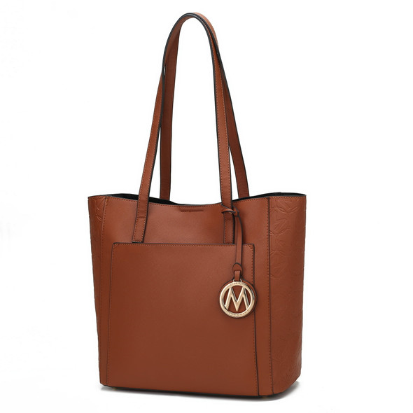 MKF COLLECTION LEA VEGAN LEATHER WOMEN'S TOTE BAG FASHIONABLE SHOULDER - COGNAC