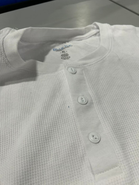 BLUE ICE PREMIUM CLOTHING LONG SLEEVE POLO SHIRT - SIZE: MEN XL - WHITE New