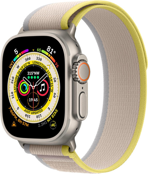 APPLE WATCH BAND TRAIL LOOP (49MM) RUGGED TITANIUM FINISH - S/M - YELLOW/BEIGE New