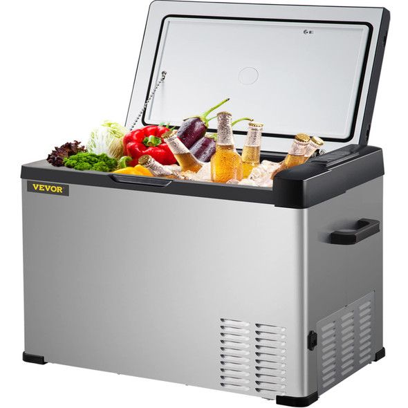 VEVOR C40 - 42 Quart Portable Fridge, Dual Voltage (12V/24V AC) Travel - Silver