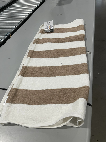 NOBLE HOUSE CABANA BATH TOWEL, 80/20 COTTON, 36 IN. BY 66 IN - BROWN-WHITE New