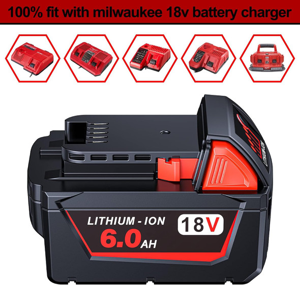 LONG FIT 1 PACK 18 VOLT BATTERY 6.0AH - BLACK