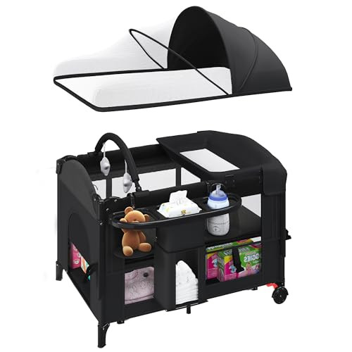 HOMMOW 5-IN-1 BABY BASSINET BEDSIDE SLEEPER WITH SWING TUBE CONVERTS TO CRADLE