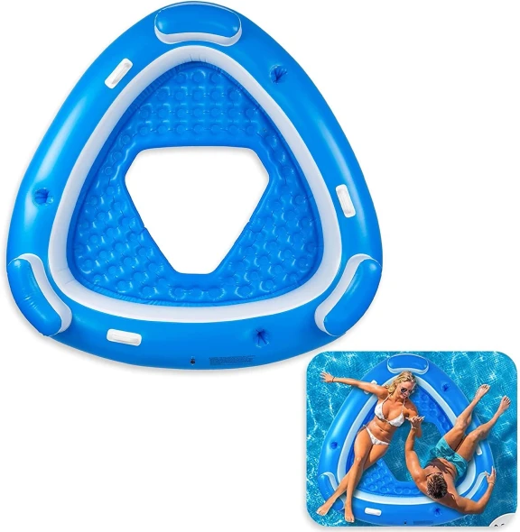 ZONE TECH INFLATABLE ISLAND POOL FLOAT RAFT MULTI PERSON POOL LOUNGER - BLUE