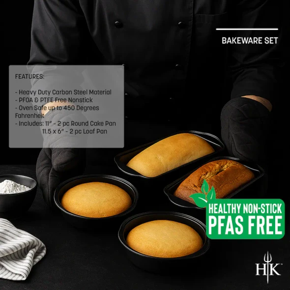 HELL'S KITCHEN 4 PC BAKEWARE SET - BLACK