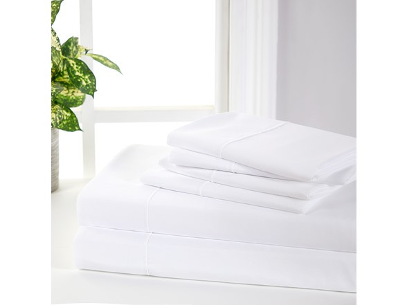 BIBB HOME 6-PIECE RAYON FROM BAMBOO SHEET SET WITH SUREGRIP - QUEEN - WHITE