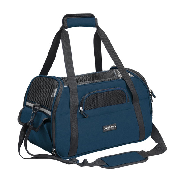 GOOPAWS SOFT-SIDED DOG PURSE CARRIER FOR SMALL DOGS NAVY BLUE-17IN New