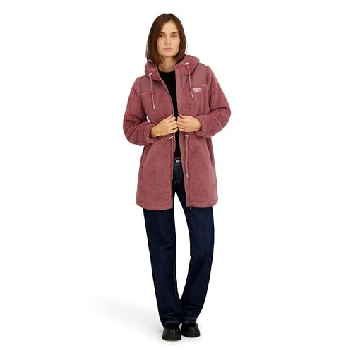 REEBOK Women's Long Double Sided Fleece Zip-up Jacket Dusty Pink Size S New