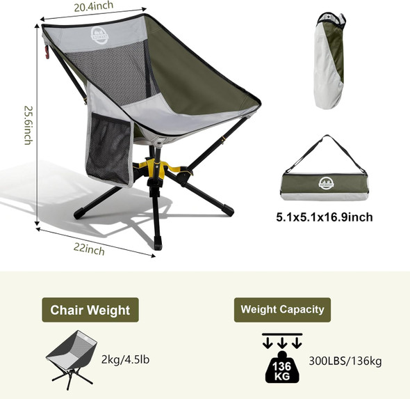 ADSMART PORTABLE CAMPING CHAIR LIGHTWEIGHT FOLDING CHAIR FOR CAMPING - BROWN