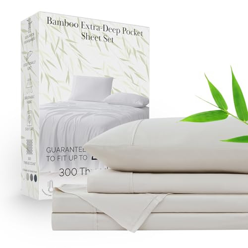 SOUTHSHORE FINE LIVING 100% RAYON/VISCOSE SHEETS 21" DEEP POCKET KING - BONE