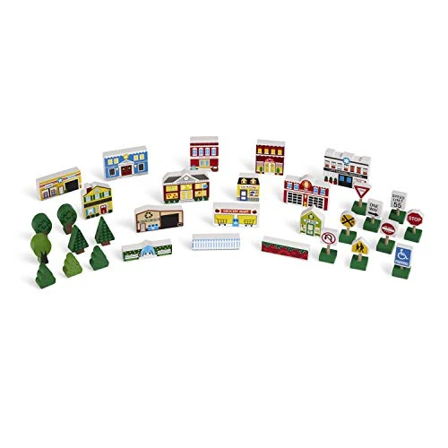 MELISSA & DOUG WOODEN TOWN SET STORAGE TRAY MD-98141 - 32 PCS