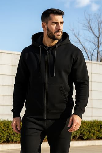 GALAXY BY HARVIC MENS FULL ZIP FLEECE HOODED SWEATSHIRT - SIZE 2XL - CHARCOAL New