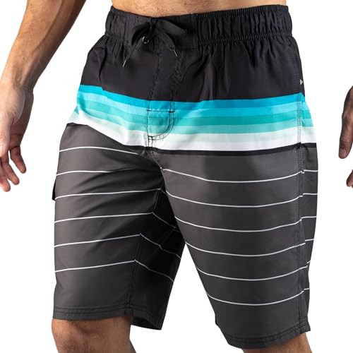 KANU SURF INFINITE MENS SWIM TRUNKS NICOLAS 9-INCH MENS SWIMSUIT BLACK CHARCOAL