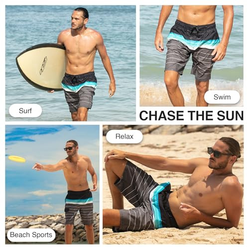 KANU SURF INFINITE MENS SWIM TRUNKS NICOLAS 9-INCH MENS SWIMSUIT BLACK CHARCOAL