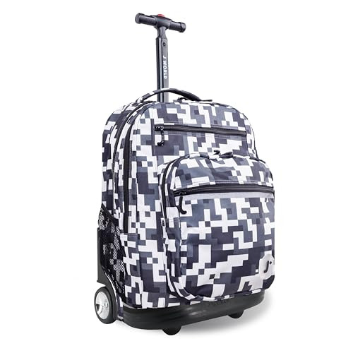 J World Sundance Laptop Rolling Backpack for Girls Boys. Roller Bookbag w/Wheels New