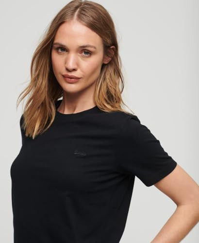 SUPERDRY WOMENS ORGANIC COTTON VINTAGE LOGO EMBROIDERED T-SHIRT BLACK SIZE 6 New
