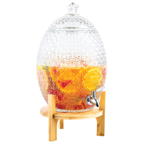 KITCHENTOOLZ 2.5 GALLON GLASS ICED BEVERAGE DISPENSER P-N-002 - CHISELED GLASS