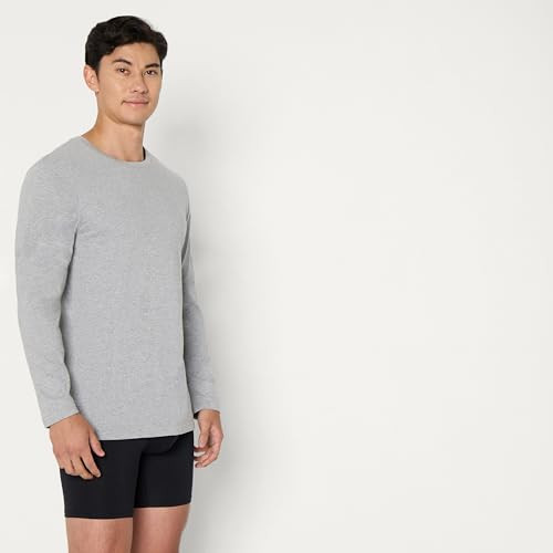 AMAZON ESSENTIALS MEN M PACK 6 SLIM FIT CREW NECK LONG SLEEVE BLACK/GRAY New