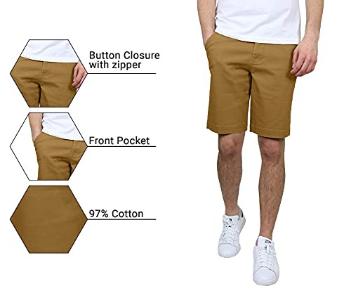 G/MSCS-800KK GALAXY MEN'S 5-POCKET FLAT-FRONT STRETCH CHINO SHORTS - SIZE 36