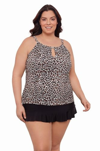 AQUA GREEN WOMEN KEYHOLE HIGH NECK TANKINI TOP SIZE S - SEEING SPOTS New