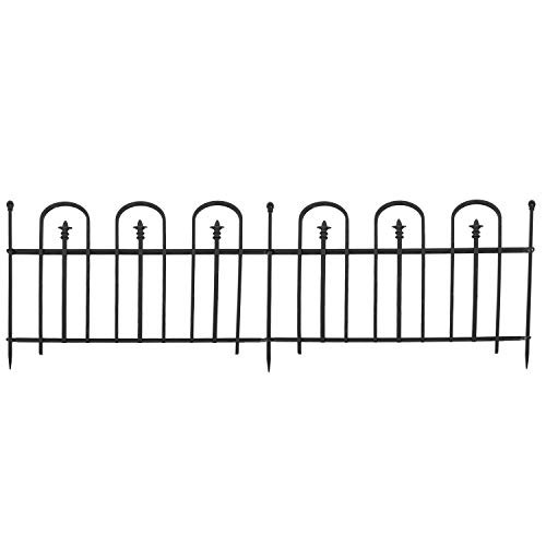 Sunnydaze Strasbourg 6' Set of 2 Steel Decorative Garden Fence Panels : Black