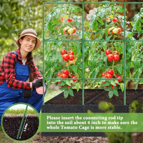 POILKMNI TOMATO CAGE 51×17×49 INCH WITH 46 GALLON GROW BAG - BLACK/GREEN New